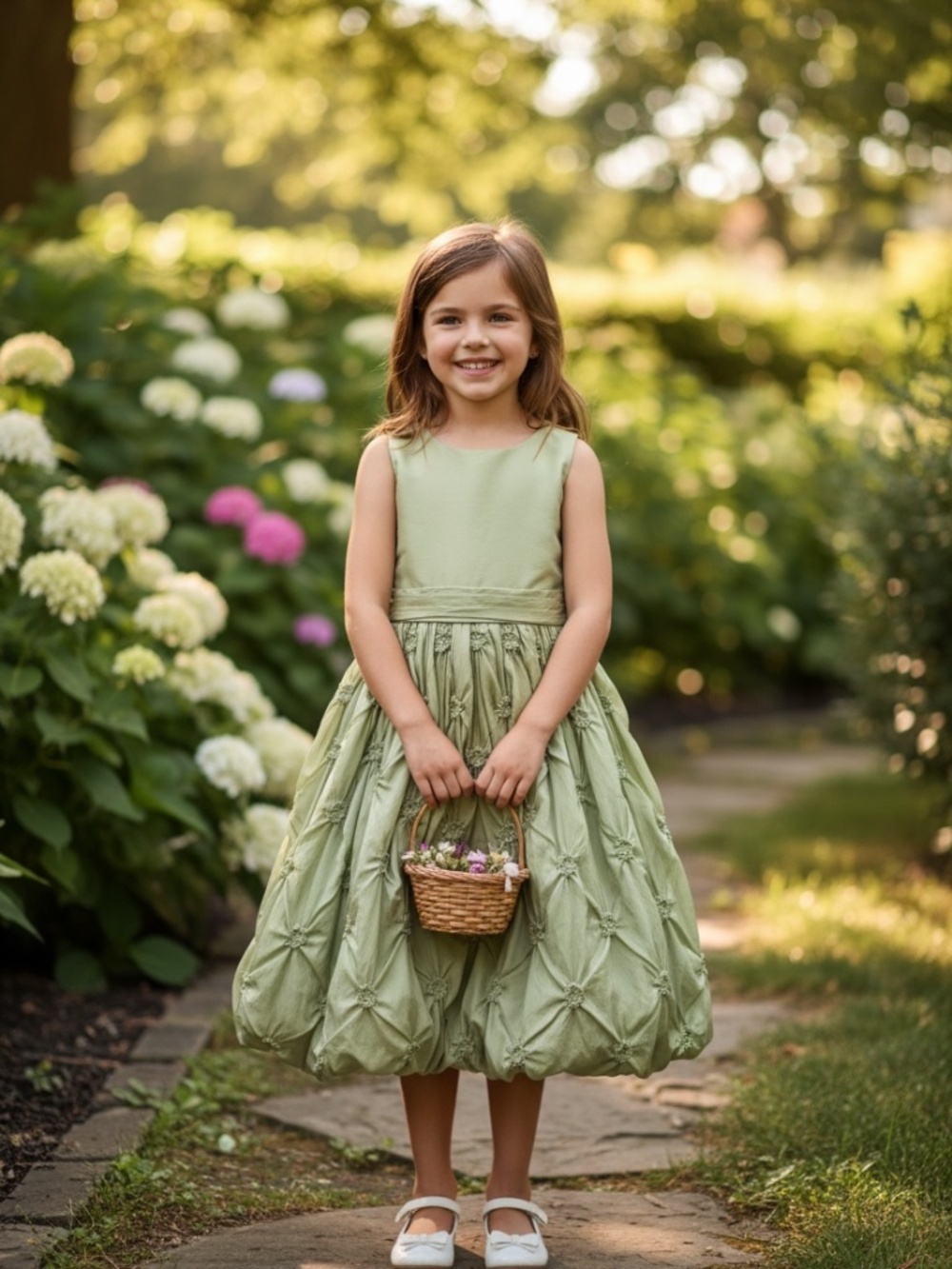 Sweet Kids Celery Green Bubble Hem Formal Dress Girls Size 8